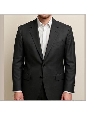 ERMENEGILDO ZEGNA 100% wool Men's Blazer lined flap pockets topstitch grey 44S